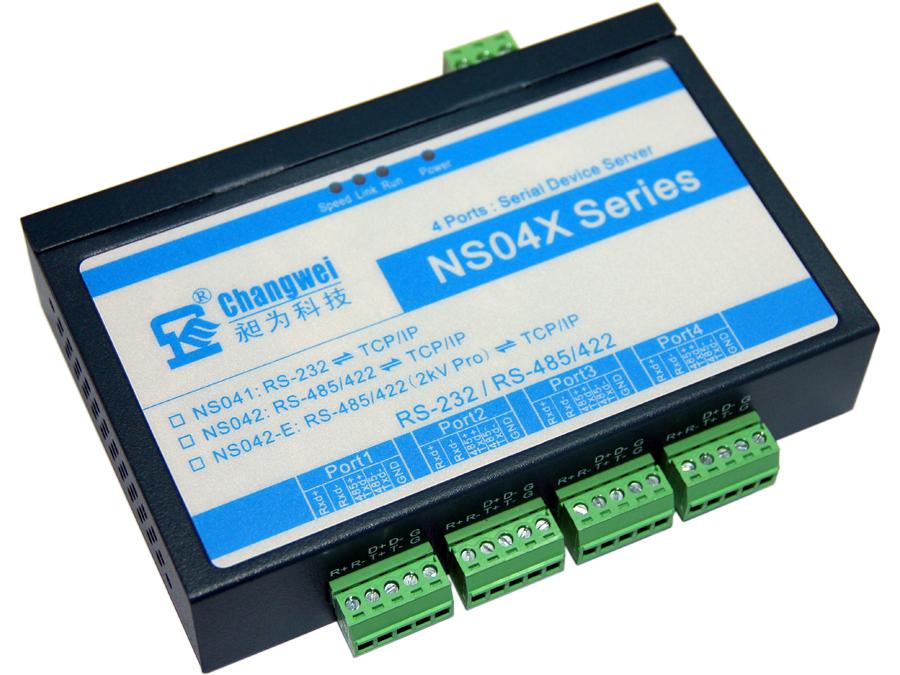 NS042/NS042-E四串口服務器 RS485/422轉(zhuǎn)網(wǎng)絡 10/100M RS485/422轉(zhuǎn)TCP/IP 串口轉(zhuǎn)以太網(wǎng)絡